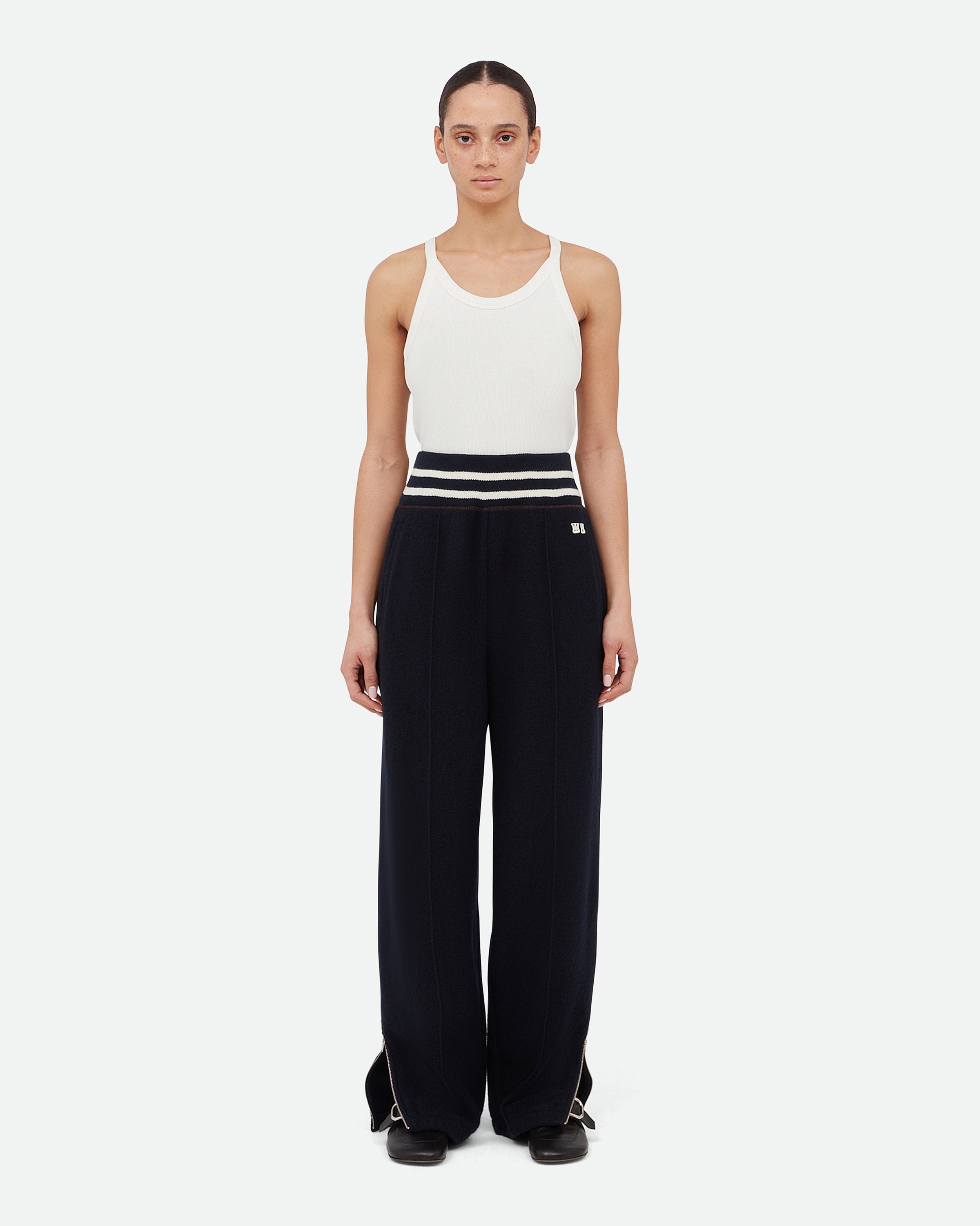 パンツ WALES BONNER Women Straight Pants WA23TR06WO03999 BLACK Womens Pique Track Pant x Wales Bonner - Black | UP THERE