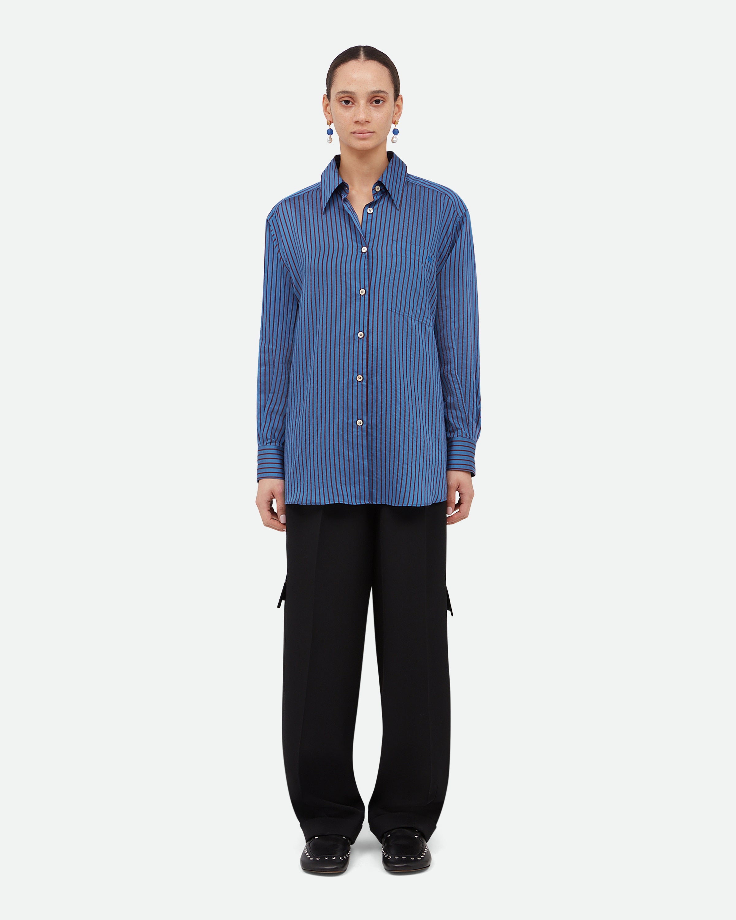 Tシャツ・カットソー WALES BONNER Women Tunic Tops WS23SH13VI035135 43004 BLUE MU Womenswear Tops – Wales Bonner